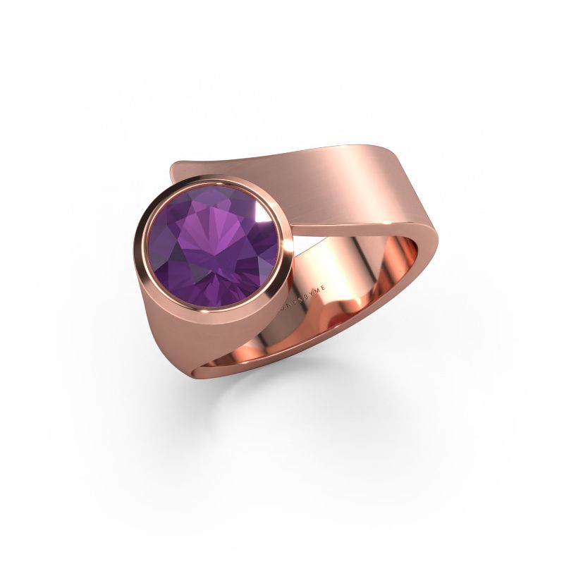 Bague Nakia 585 or rose améthyste 8 mm