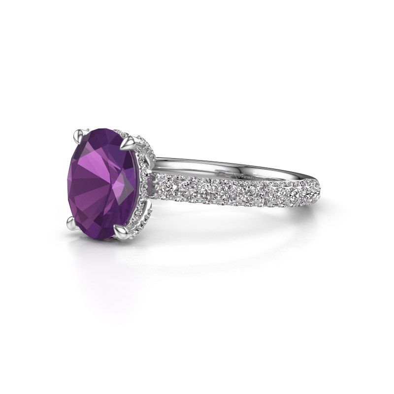Image of Engagement ring saskia 2 ovl<br/>950 platinum<br/>Amethyst 9x7 mm
