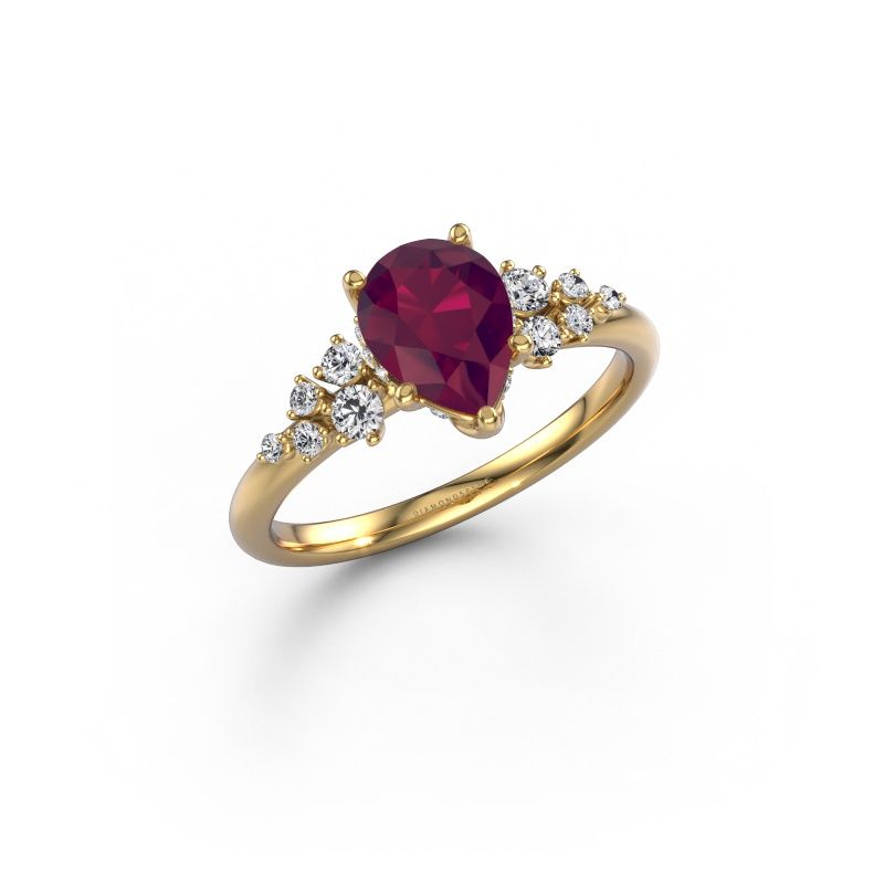 Engagement ring Emma PER 585 gold rhodolite 8x6 mm