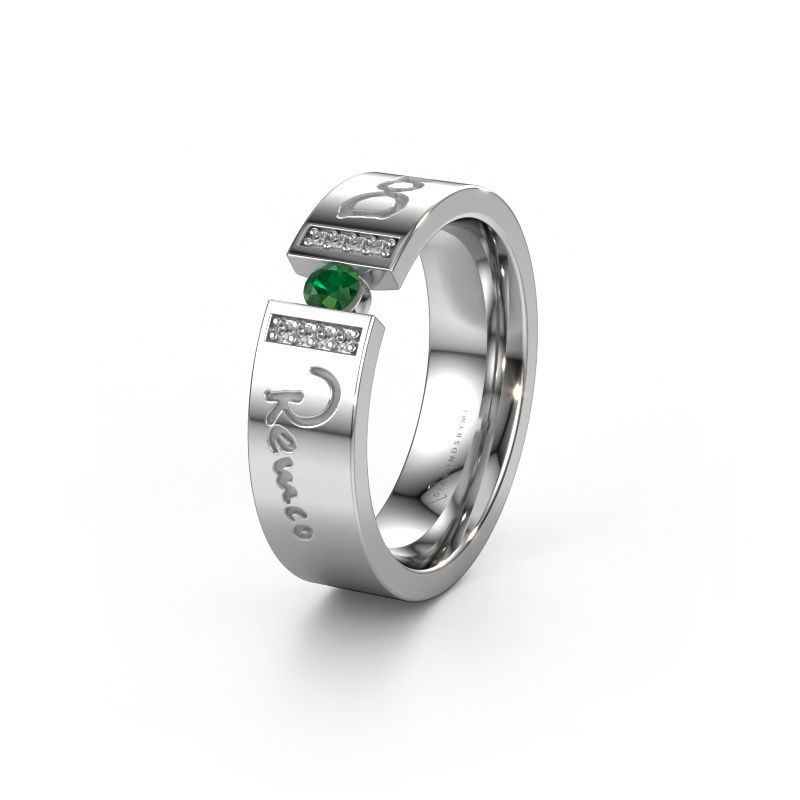 Trauring WH2094L16C 585 Weißgold ±6x2.2 mm Smaragd