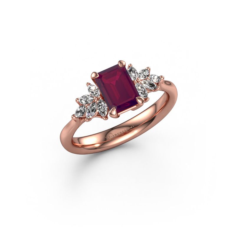 Engagement ring Fiona EME 585 rose gold rhodolite 7x5 mm