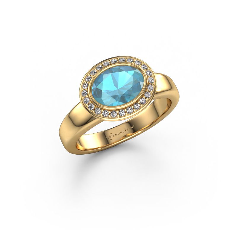 Ring Salena 585 gold blue topaz 8x6 mm