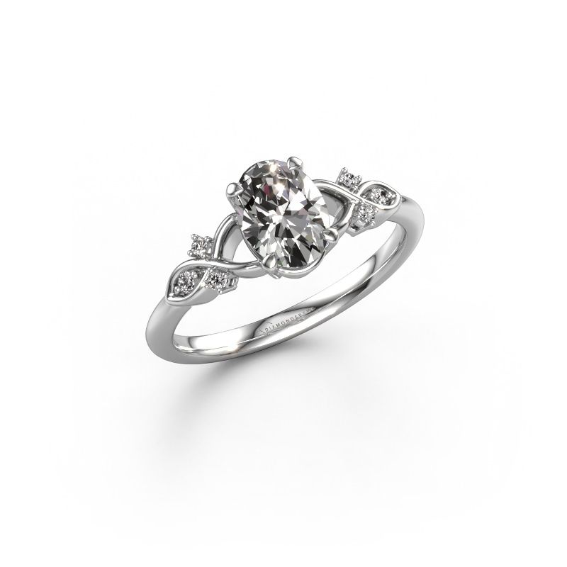 Engagement ring Azra OVL 950 platinum zirconia 8x6 mm