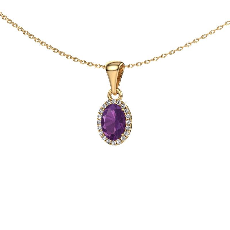 Pendant Seline ovl 585 gold amethyst 7x5 mm