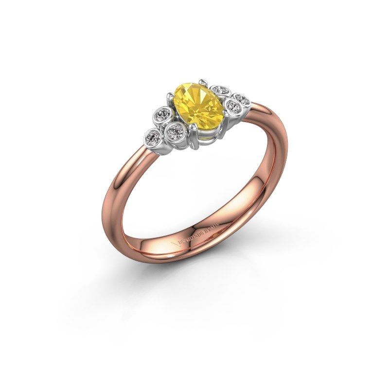 Afbeelding van Verlovingsring Lucy 1<br/>585 rosé goud<br/>Gele saffier 6x4 mm