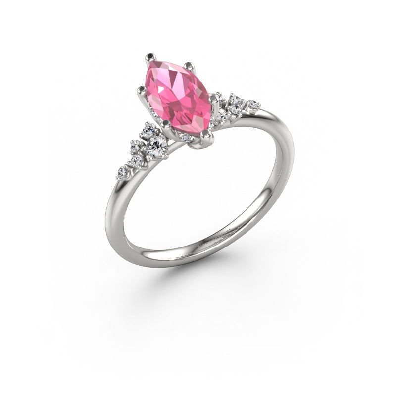 Engagement ring Emma MRQ 585 white gold pink sapphire 10x5 mm