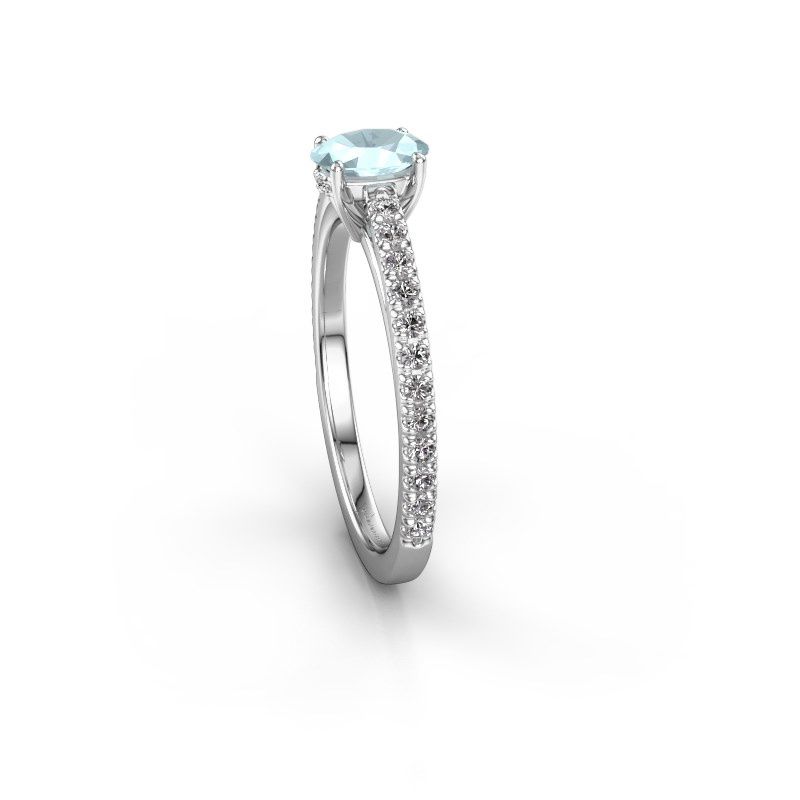 Bild von Verlobungsring haley ovl 2<br/>950 Platin<br/>Aquamarin 6x4 mm