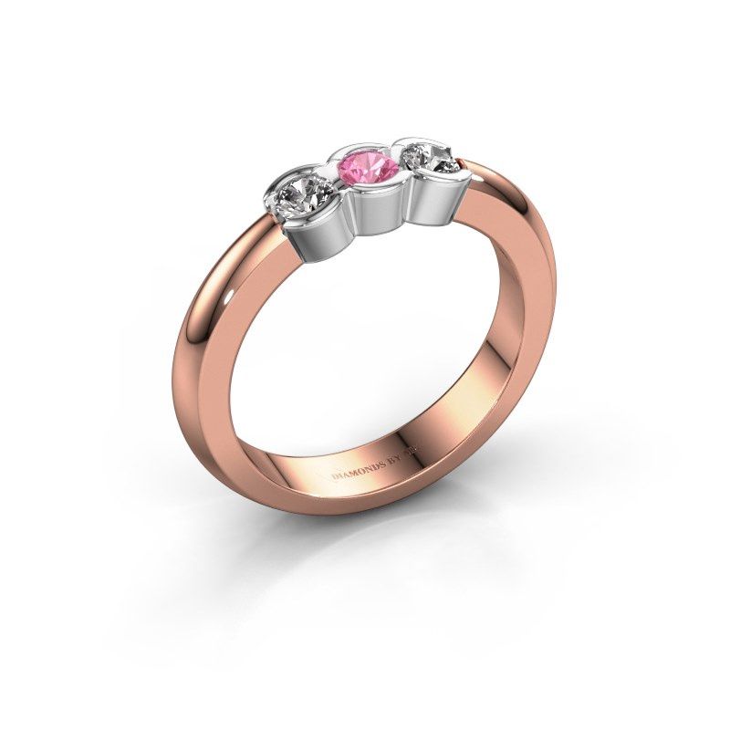 Afbeelding van Ring Lotte 3 585 rosé goud roze saffier 3 mm