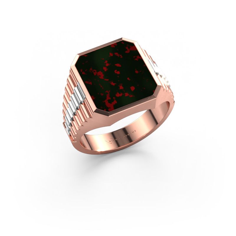 Signet ring Brent 3 585 rose gold bloodstone 14x12 mm