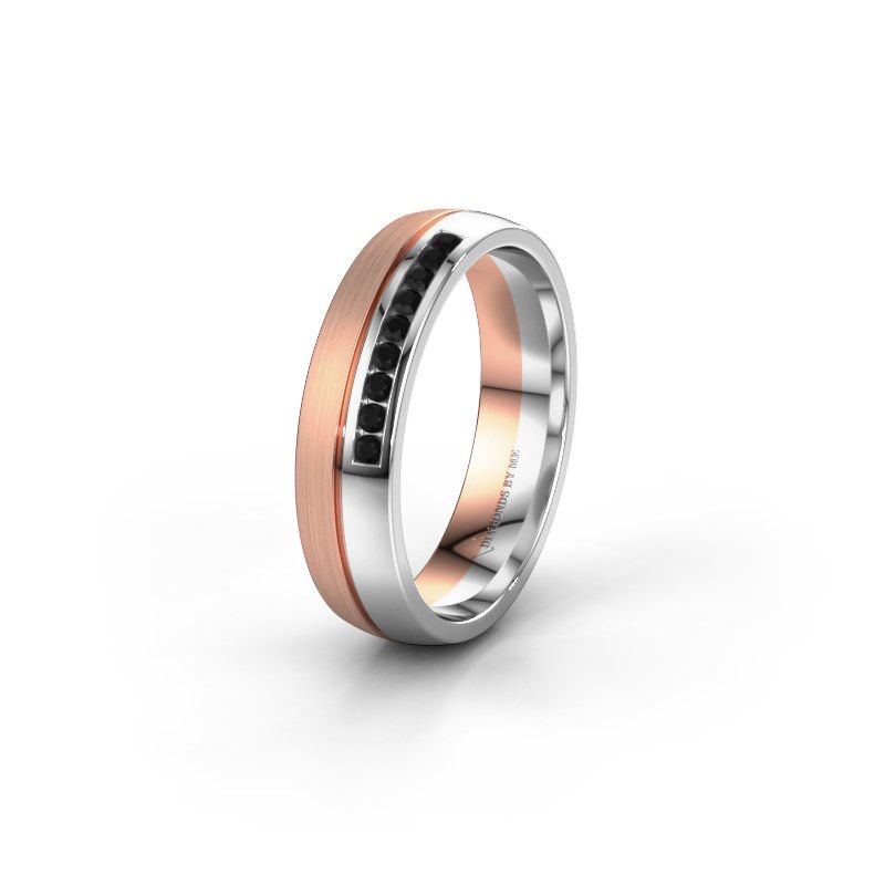 Image of Wedding ring WH0209L25APM<br/>585 rose gold ±5x1.7 mm<br/>Black diamond