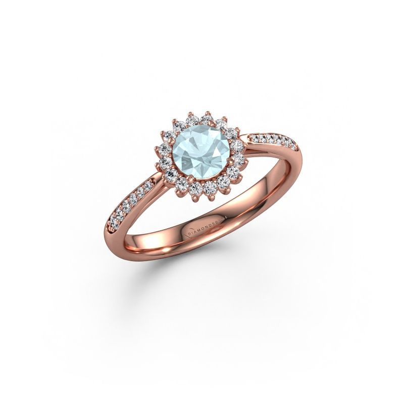 Verlobungsring Tilly RND 2 express 585 Roségold Aquamarin 5 mm