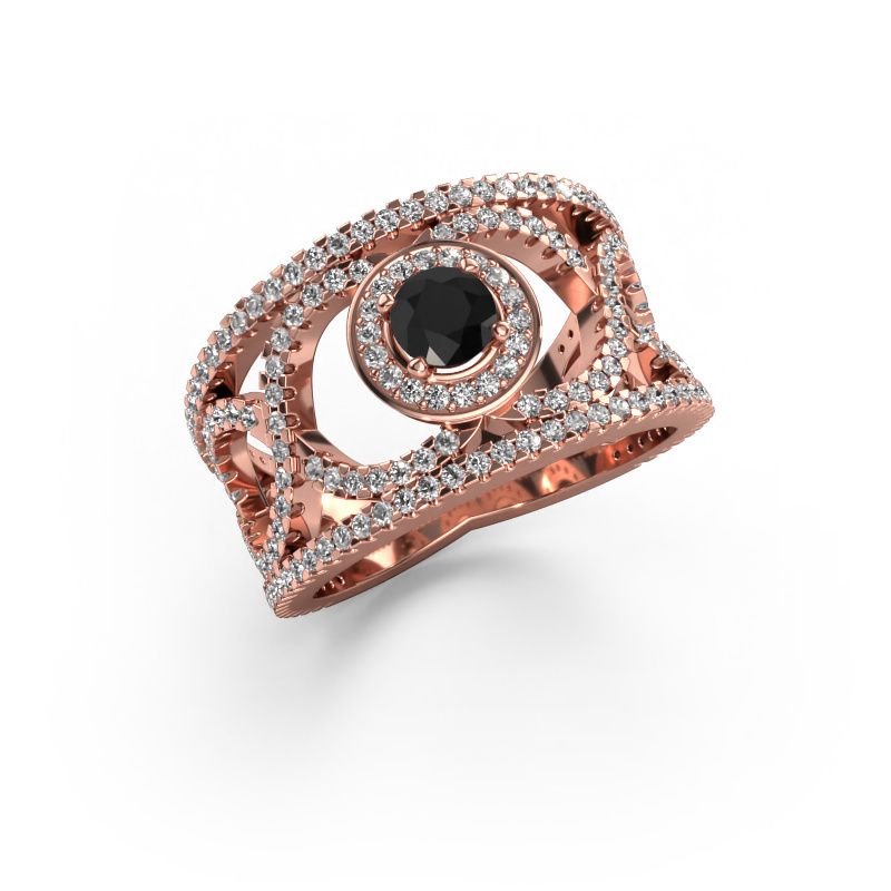 Ring Regina 585 rosé goud zwarte diamant 1.31 crt