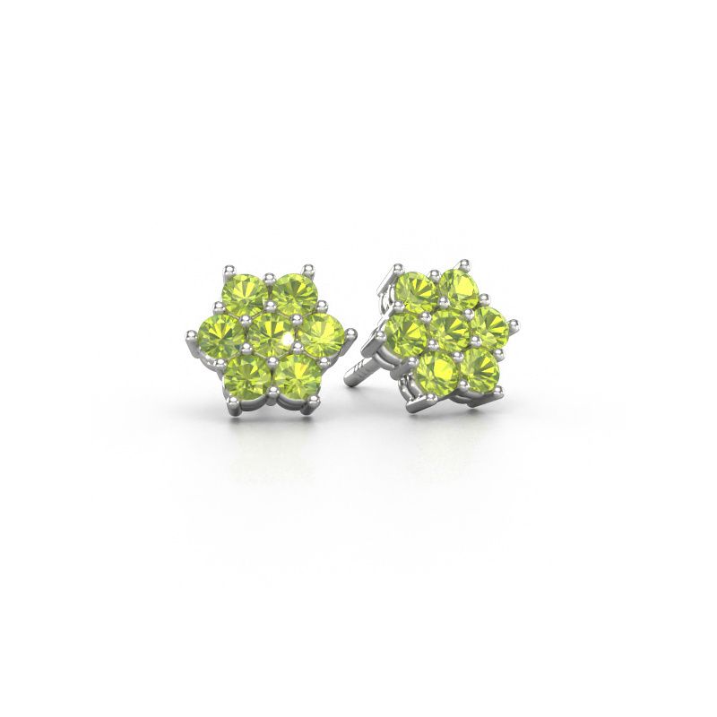 Oorstekers Bonita 585 witgoud peridoot 2.4 mm