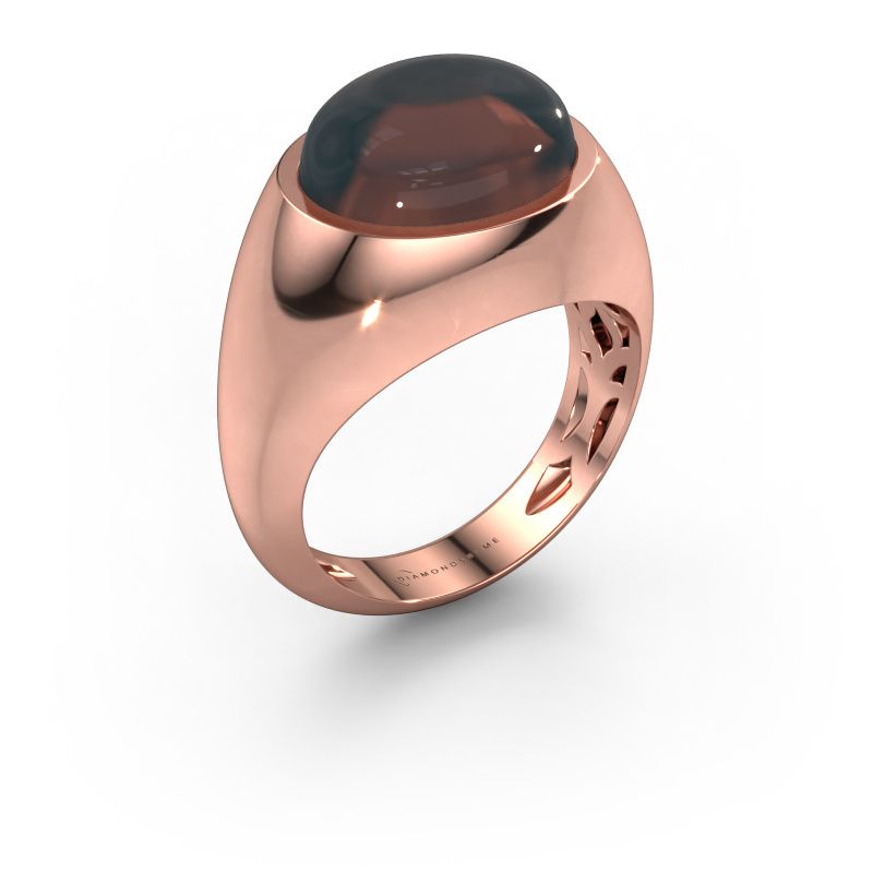 Bague Laurien 585 or rose quartz fumé 12x10 mm