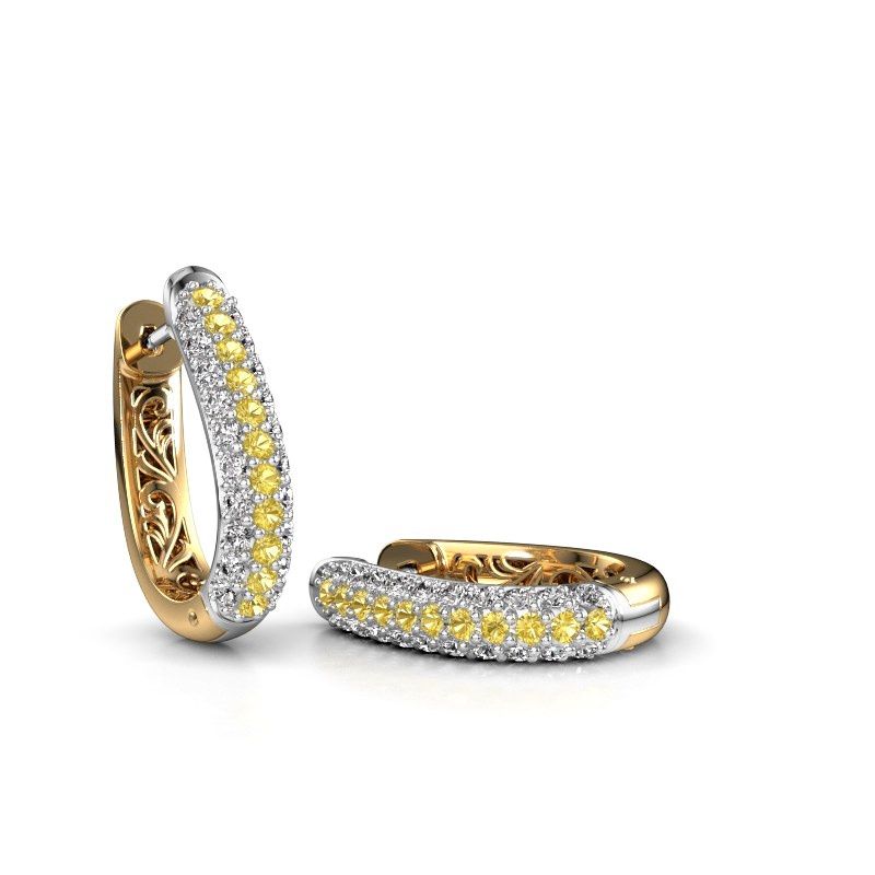 Image of Hoop earrings Danika 10.5 A 585 white gold yellow sapphire 1.7 mm