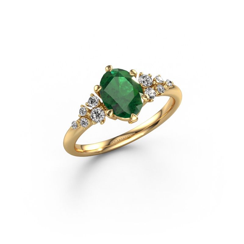 Engagement ring Royce OVL 585 gold emerald 8x6 mm