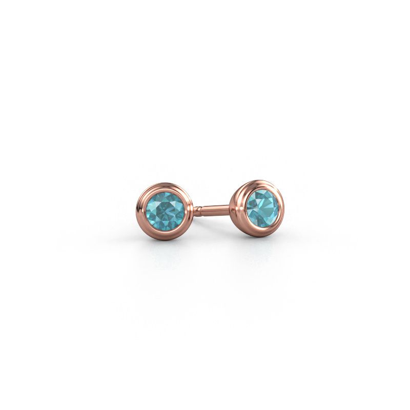 Stud earrings Shemika 585 rose gold blue topaz 4 mm