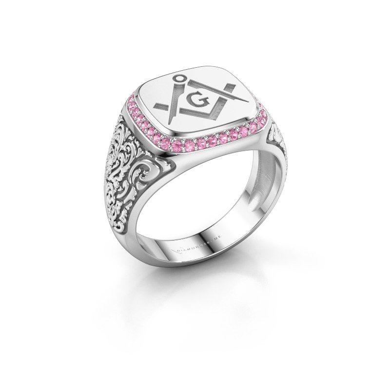 Image of Men's ring johan 2<br/>950 platinum<br/>Pink sapphire 1.2 mm