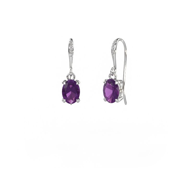 Pendants d'oreilles Laurie OVL 2 950 platine améthyste 7x5 mm