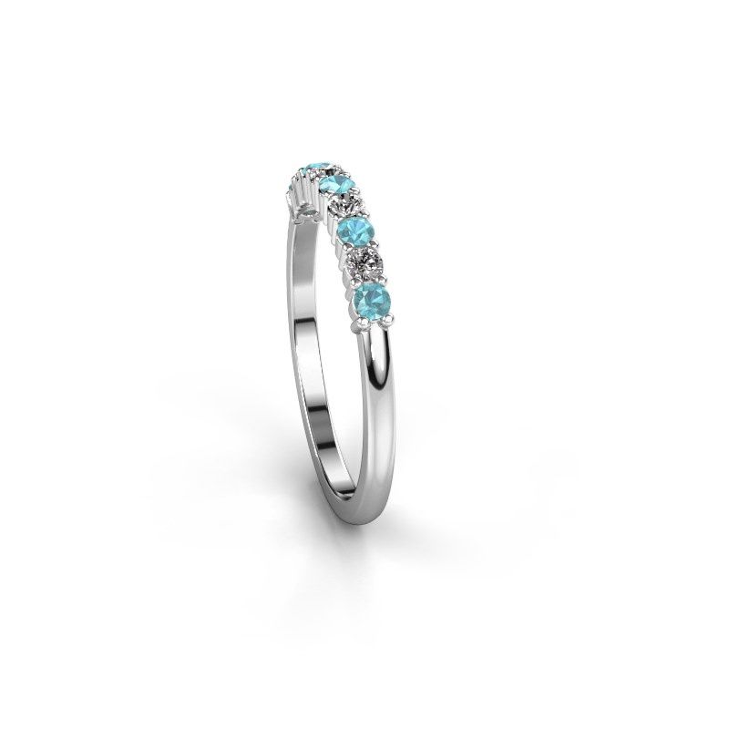 Afbeelding van Ring yasmin 9<br/>585 witgoud<br/>Blauw topaas 2.4 mm