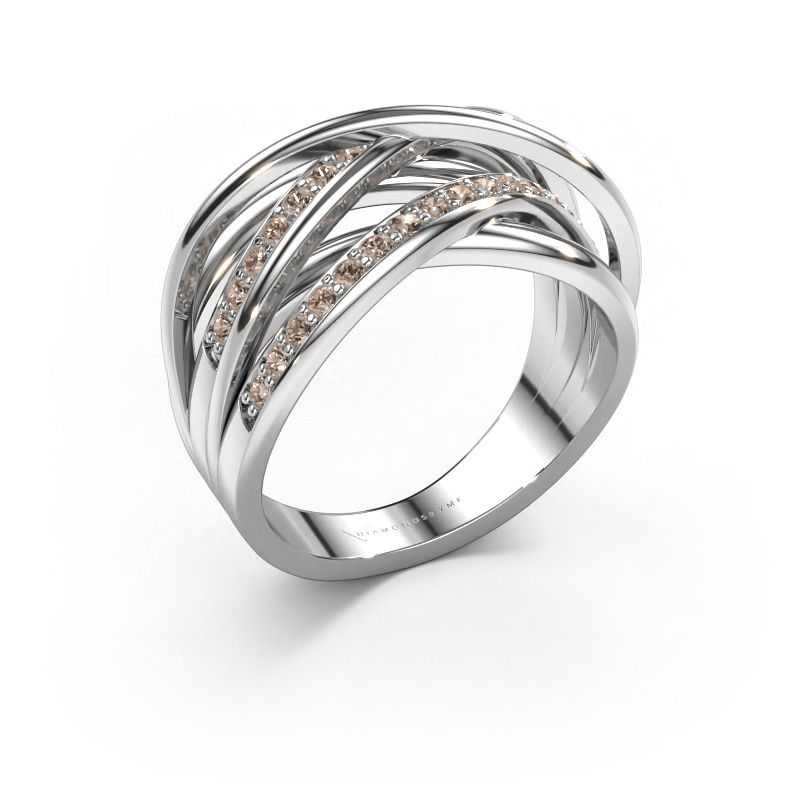 Ring Fem 2 585 witgoud bruine diamant 0.450 crt