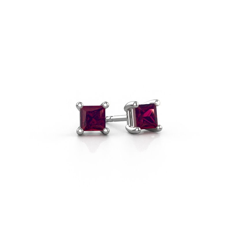 Clous d'oreilles Sam SQR 950 platine rhodolite 4 mm