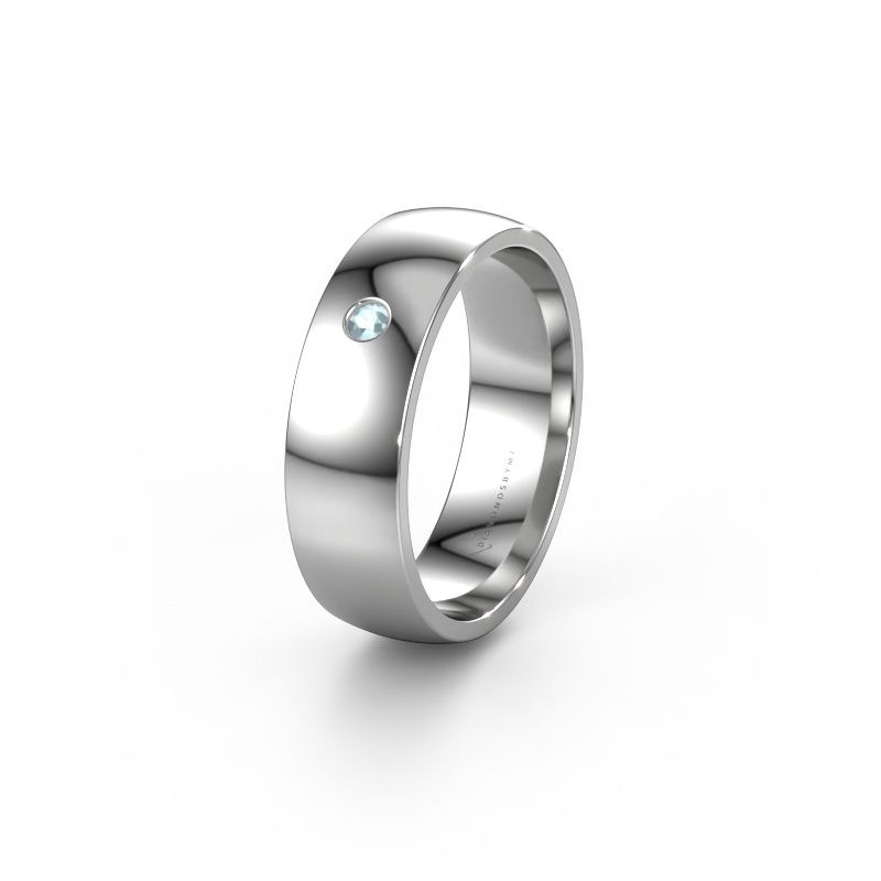 Trouwring WH0101L26AP 585 witgoud aquamarijn ±6x1.4 mm