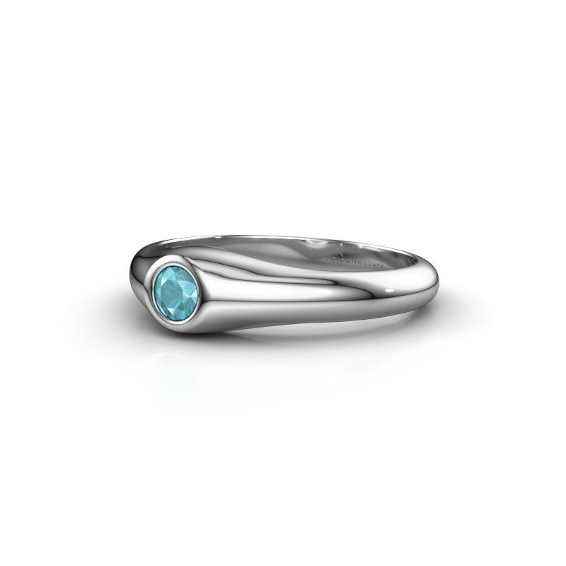 Image of Pinky ring thorben<br/>585 white gold<br/>Blue topaz 4 mm