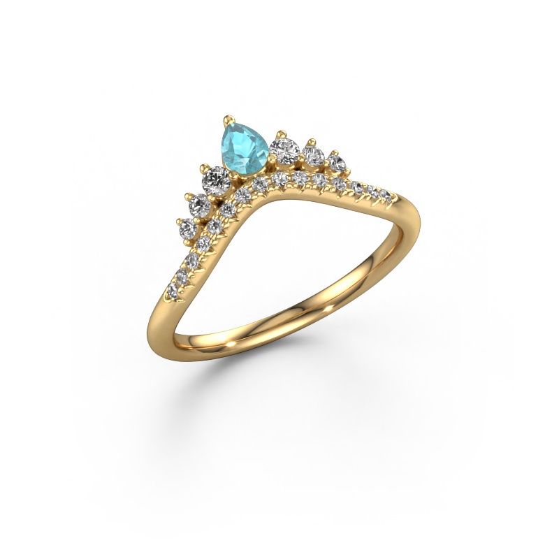 Stackable ring Crown A 585 gold blue topaz 4x3 mm