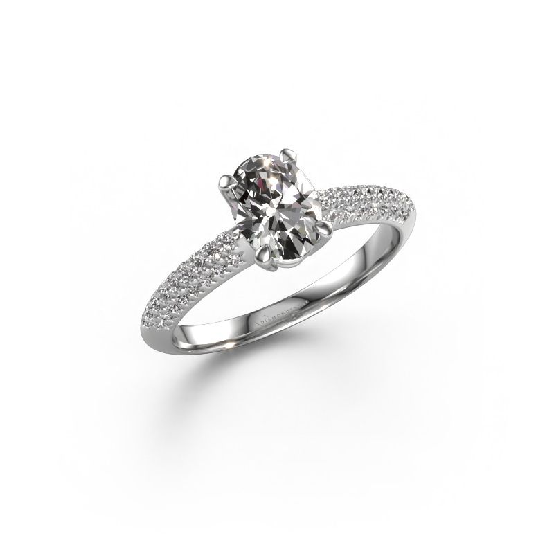 Engagement ring Morane OVL 950 platinum lab grown diamond 1.077 crt