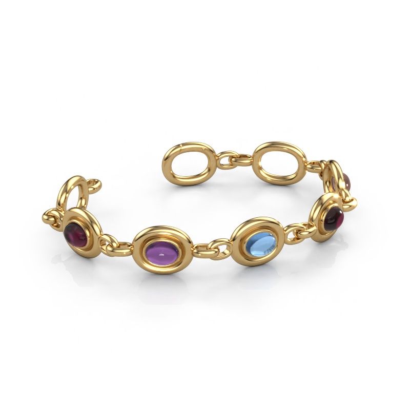 Link bracelet Maxima 5 585 gold rhodolite 8x6 mm