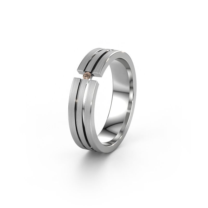 Wedding ring WH0402L15AM 950 platinum brown diamond ±5x1.7 mm