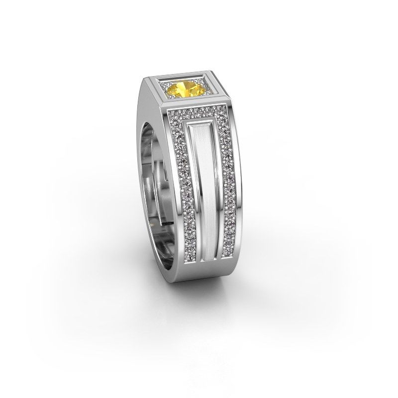 Image of Men's ring lando<br/>950 platinum<br/>Yellow sapphire 4.7 mm