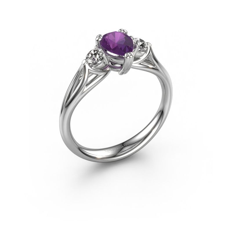 Bague de fiançailles Amie per 950 platine améthyste 7x5 mm