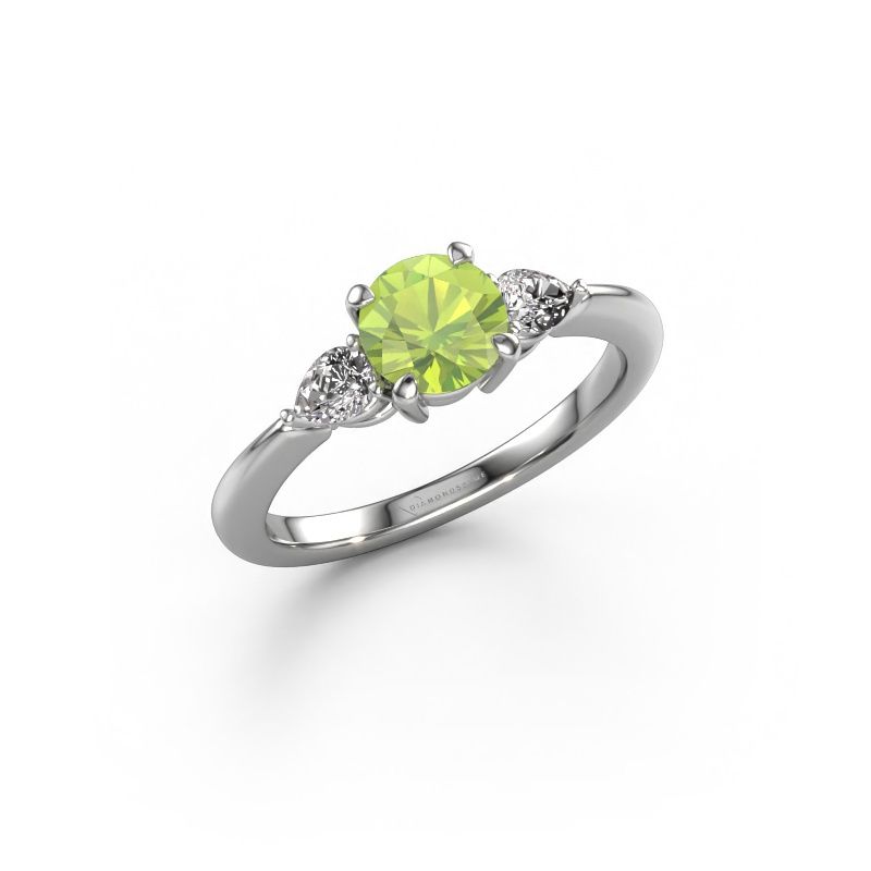 Bague de fiançailles Chanou RND 950 platine péridot 6 mm