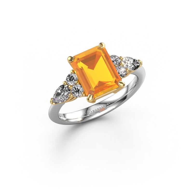 Bague de fiançailles Melani EME 585 or blanc citrine 9x7 mm