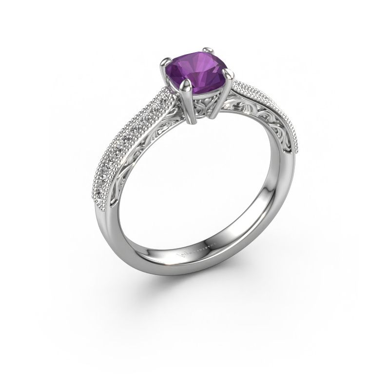 Aanzoeksring Shonta CUS 950 platina amethist 5.5 mm
