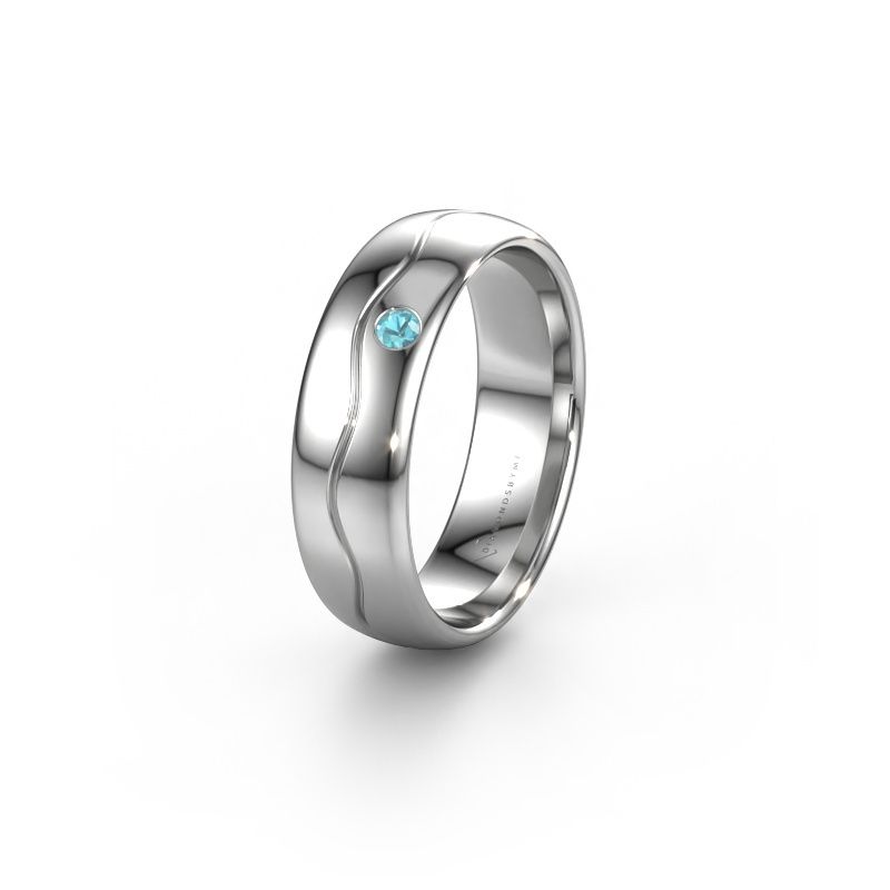 Wedding ring WH0701L36AP 950 platinum blue topaz ±6x1.7 mm