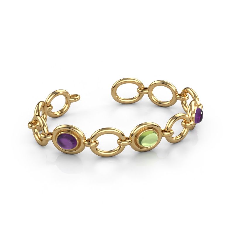 Schakelarmband Maxima 3 585 goud amethist 9x7 mm
