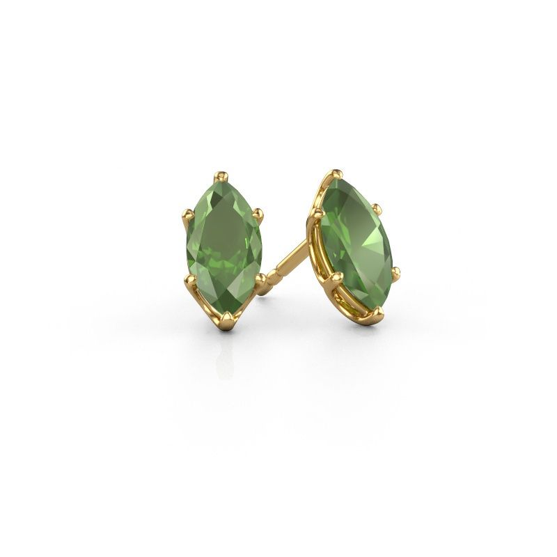 Oorstekers Sam MRQ 585 goud toermalijn groen 10x5 mm