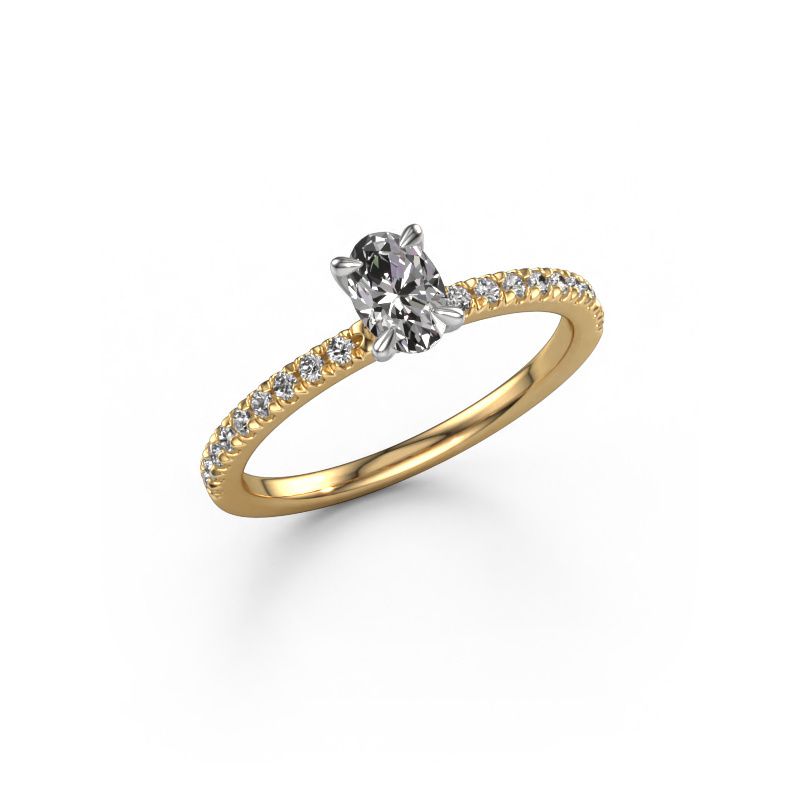 Engagement ring Crystal OVL 2 585 gold diamond 0.58 crt