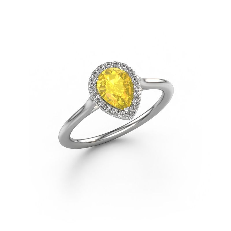 Engagement ring Seline per 1 585 white gold yellow sapphire 7x5 mm