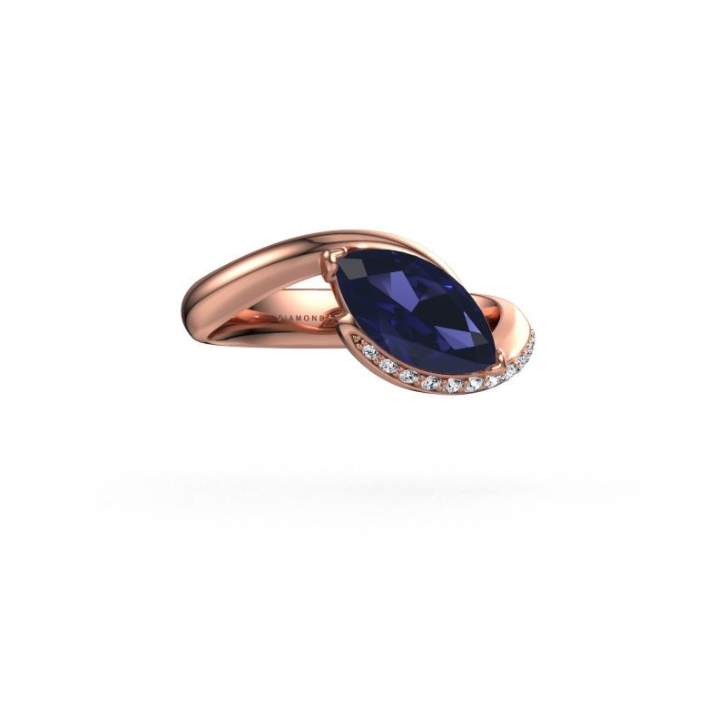 Verlovingsring Aida MRQ side 585 rosé goud saffier 11x5.5 mm