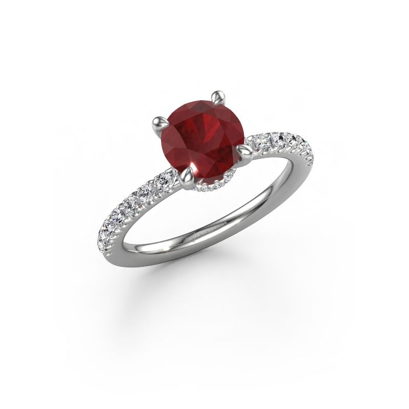 Engagement ring Crystal rnd 4 EXPRESS 950 platinum ruby 7 mm