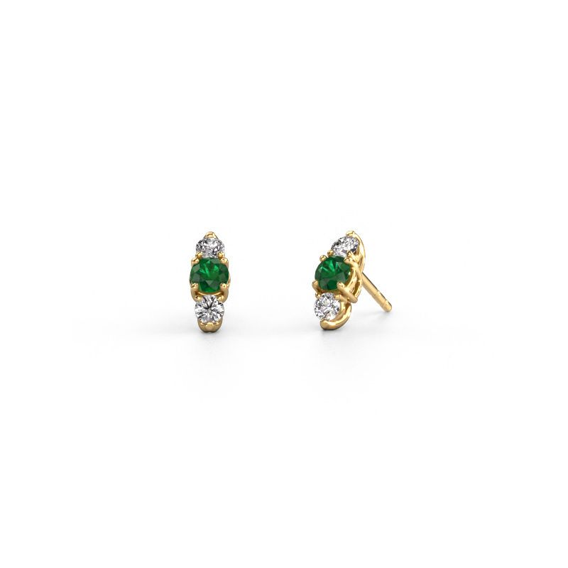Boucles d'oreilles Amie 585 or jaune emeraude 4 mm