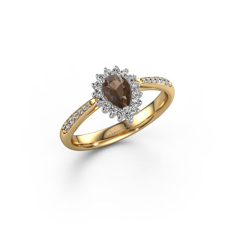 Forlovelsesring Tilly per 2 585 gull røykkvarts 6x4 mm