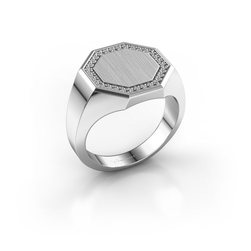 Image of Men's ring floris octa 3<br/>585 white gold<br/>Lab-grown diamond 0.24 crt