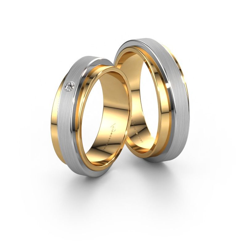 Alliances set WH2220LM16D ±6x2.4 mm 14 Carat or jaune diamant 0.03 crt