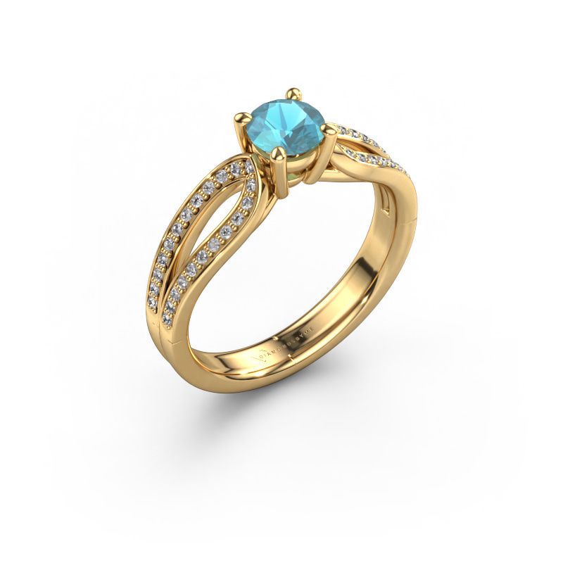 Bague de fiançailles Antonia rnd 2 585 or jaune topaze bleue 5 mm