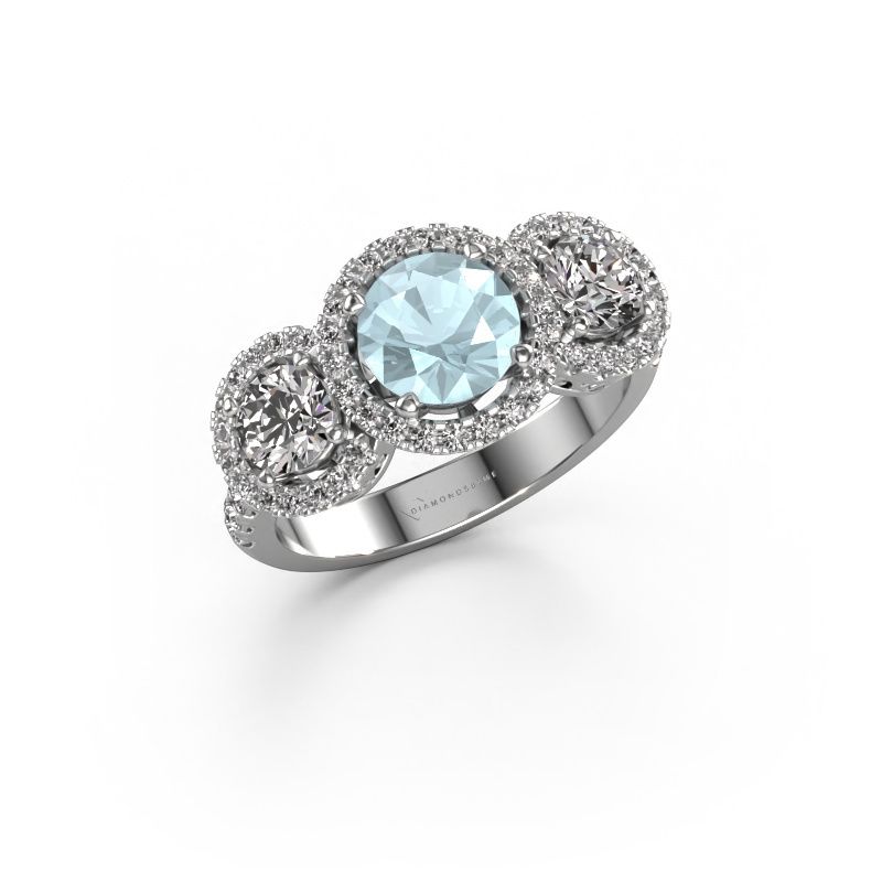 Ring Lacie 950 platina aquamarijn 6.5 mm